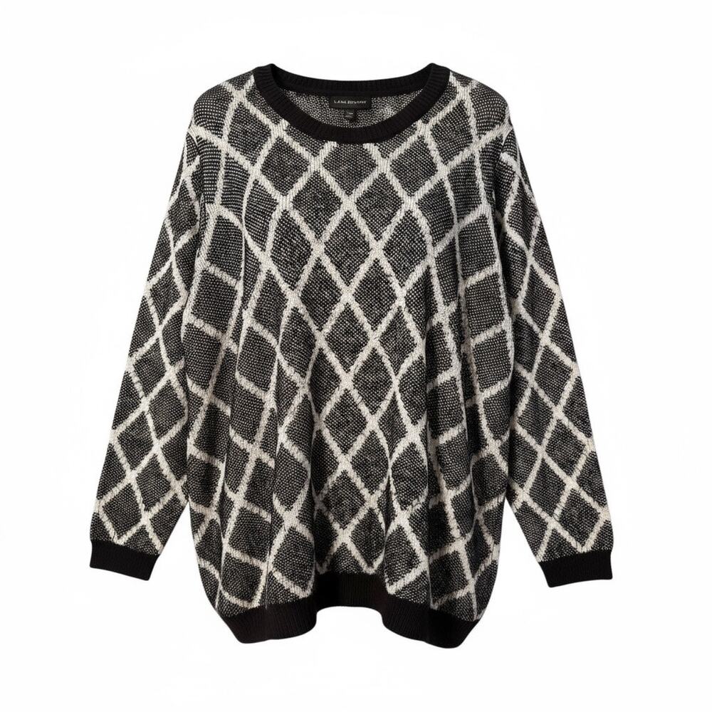 Lane Bryant‎ Cozy Diamond Knit Sweater 26/28 – Black & White Tunic Length